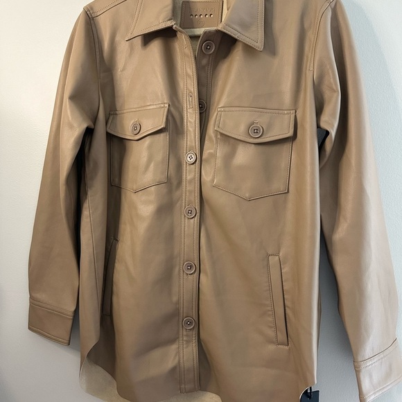 NWT! REVOLVE BLANKNYC Shacket vegan leather front Button Down luxury SZ XS - Picture 6 of 11